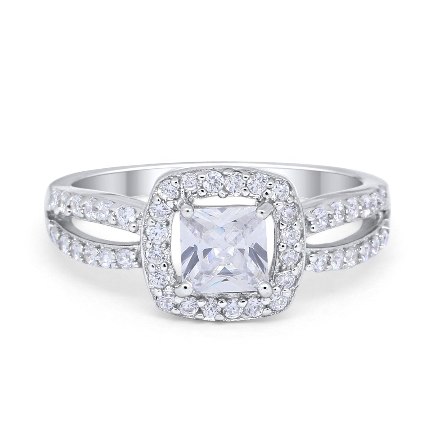 Dazzling Split Shank Engagement Ring Simulated CZ