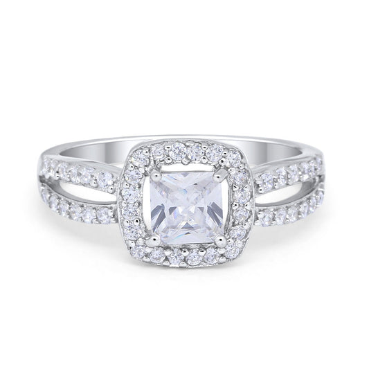 Dazzling Split Shank Engagement Ring Simulated CZ