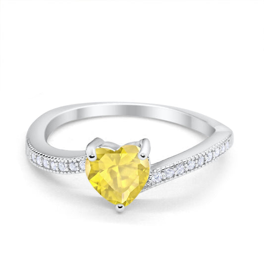 Heart Promise Ring Simulated Yellow CZ