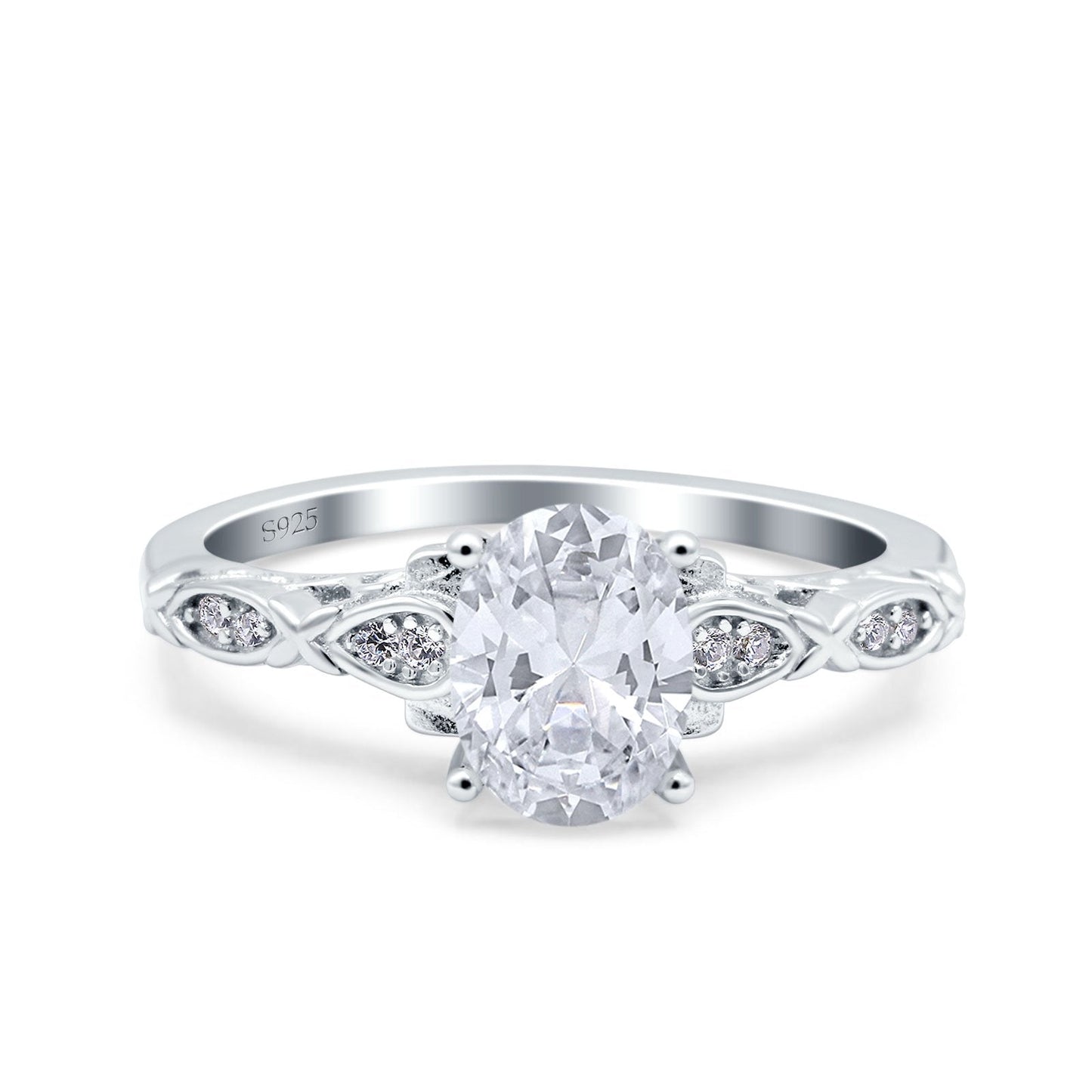 Art Deco Oval Engagement Simulated Cubic Zirconia