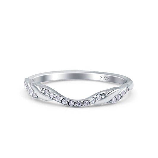 Half Eternity Criss Cross Band Wedding Ring Round Cubic Zirconia (4mm)