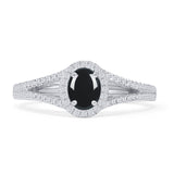 Oval Halo Split Shank Diamond Ring