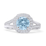 Round Halo Split Shank Diamond Ring