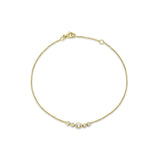 14K Gold 7" Link Chain Five Circle Bracelet Round & Baguette Diamond