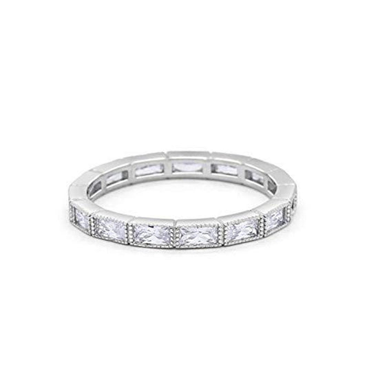 Baguette Full Eternity Wedding Band Simulated CZ