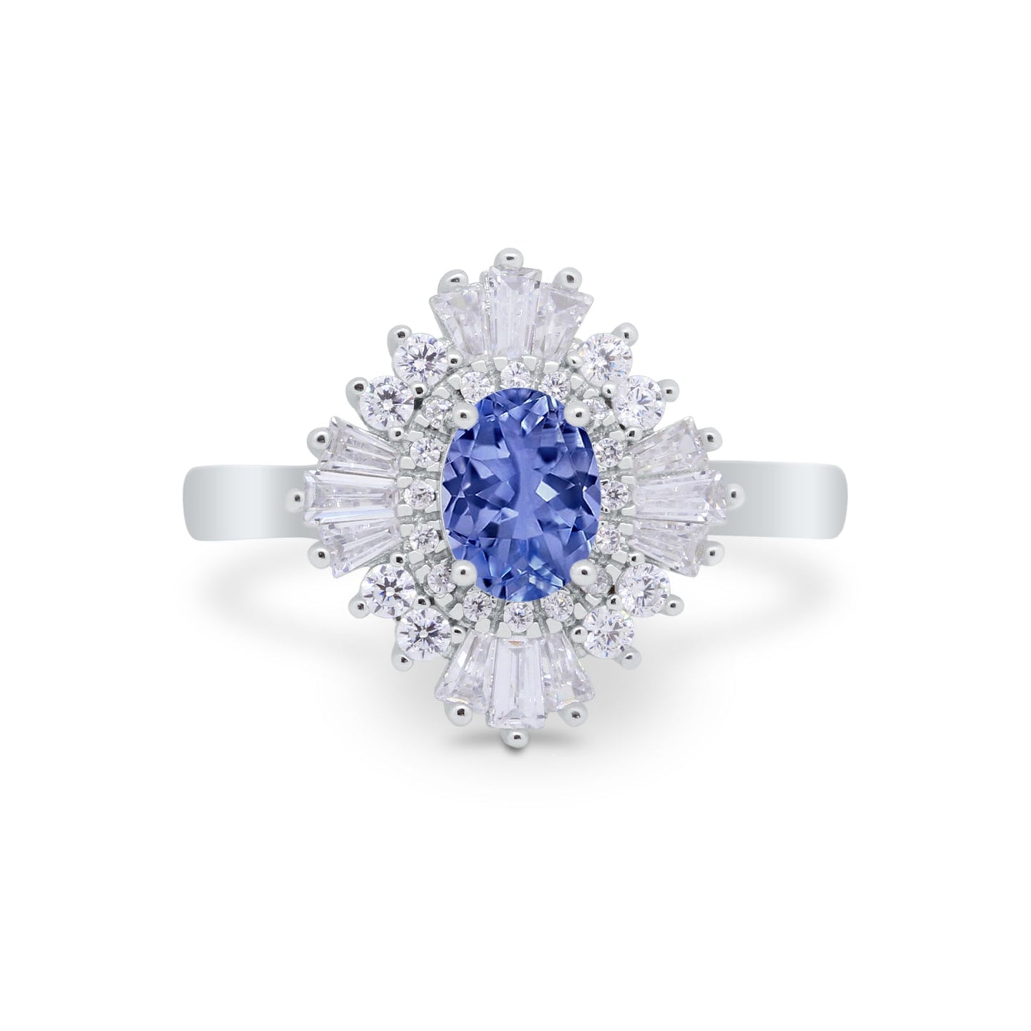 Vintage Oval Halo Wedding Ring Simulated Tanzanite CZ