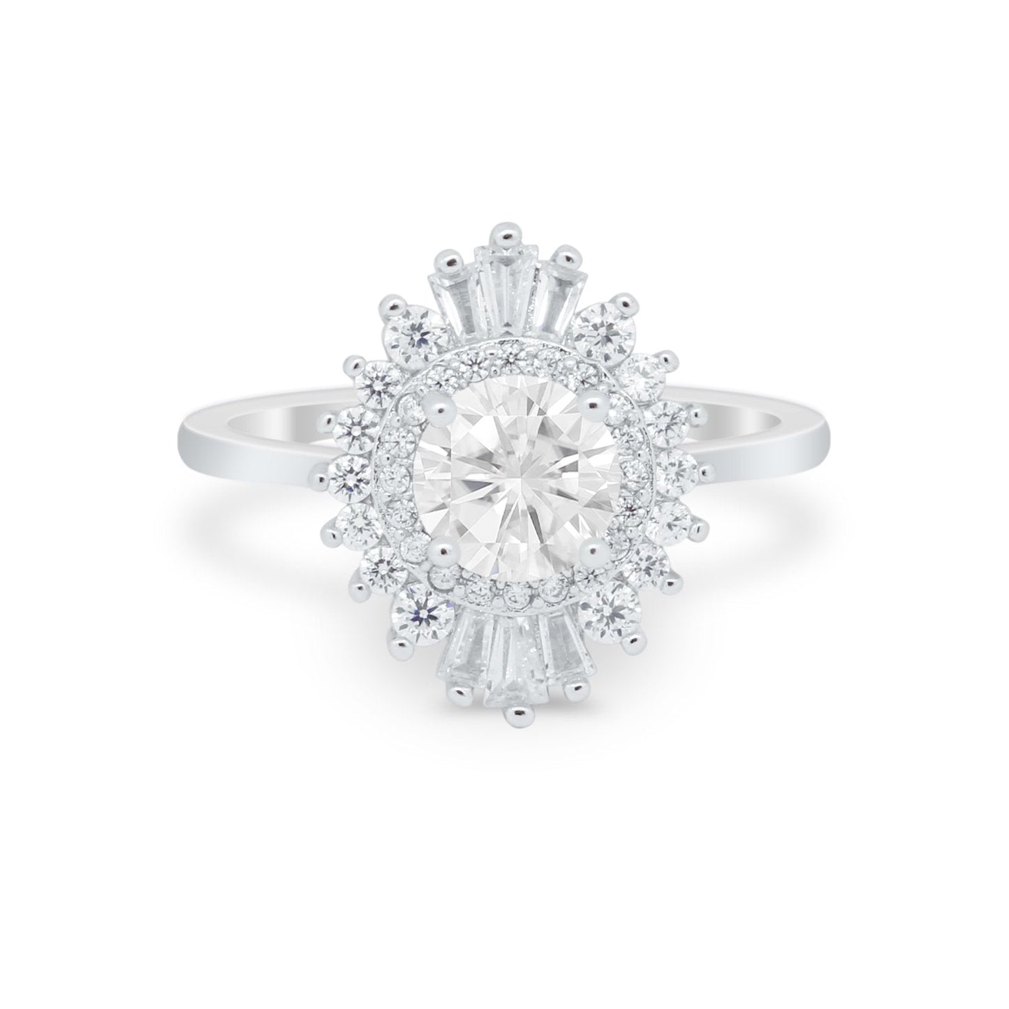 Art Deco Baguette Simulated CZ Wedding Bridal Ring