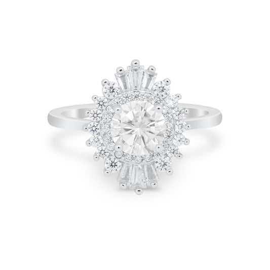 Art Deco Baguette Simulated CZ Wedding Bridal Ring