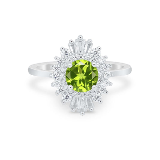 Art Deco Wedding Bridal Ring Baguette Simulated Peridot CZ