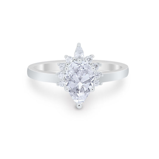 Teardrop Art Deco Pear Simulated CZ Wedding Engagement Ring