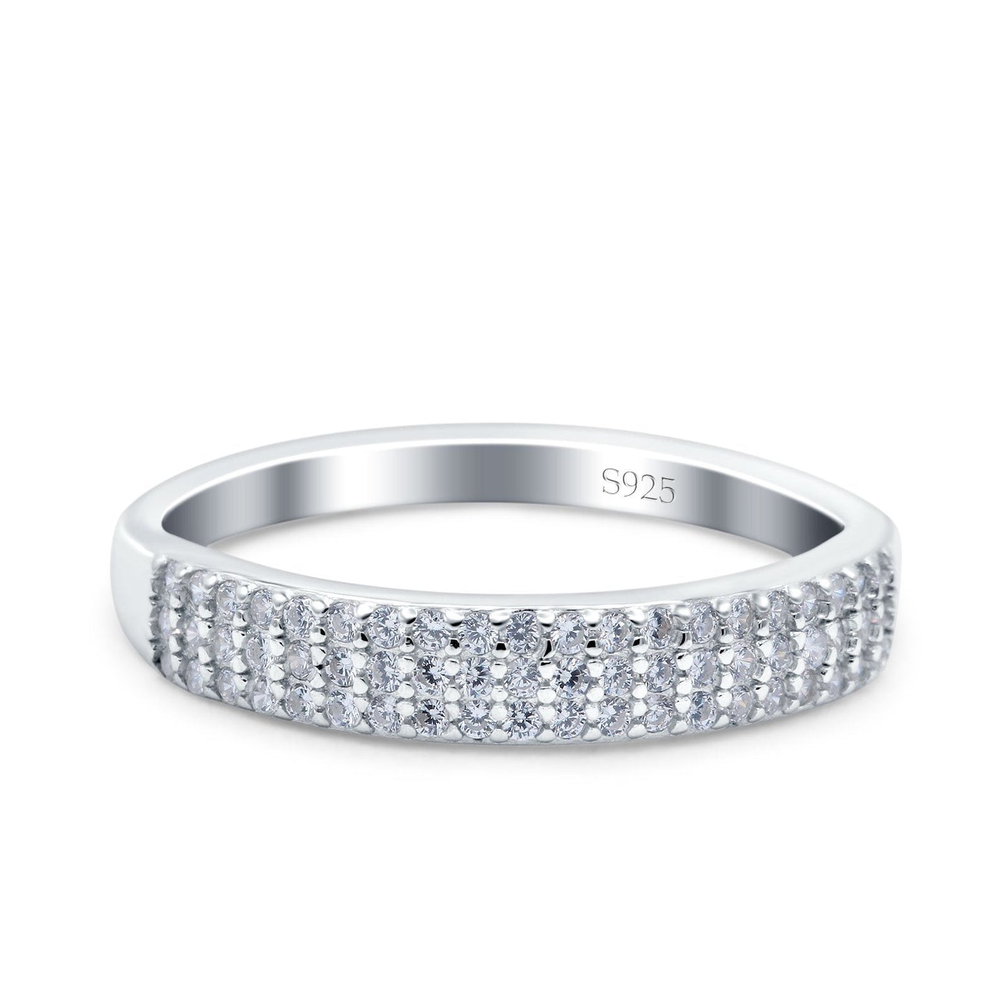 Half Eternity Engagement Band Round Pave Simulated CZ Ring