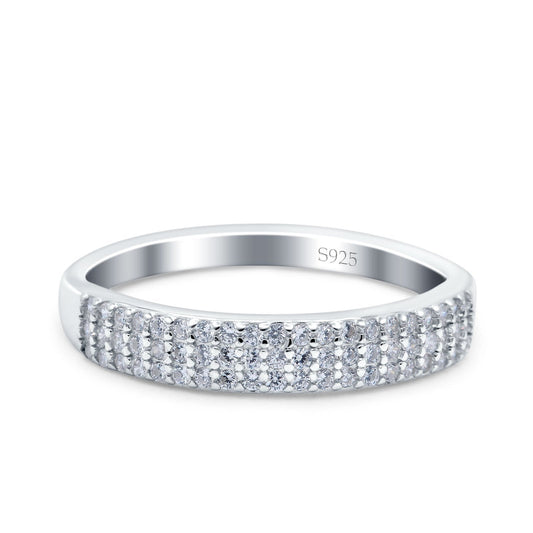 Half Eternity Engagement Band Round Pave Simulated CZ Ring