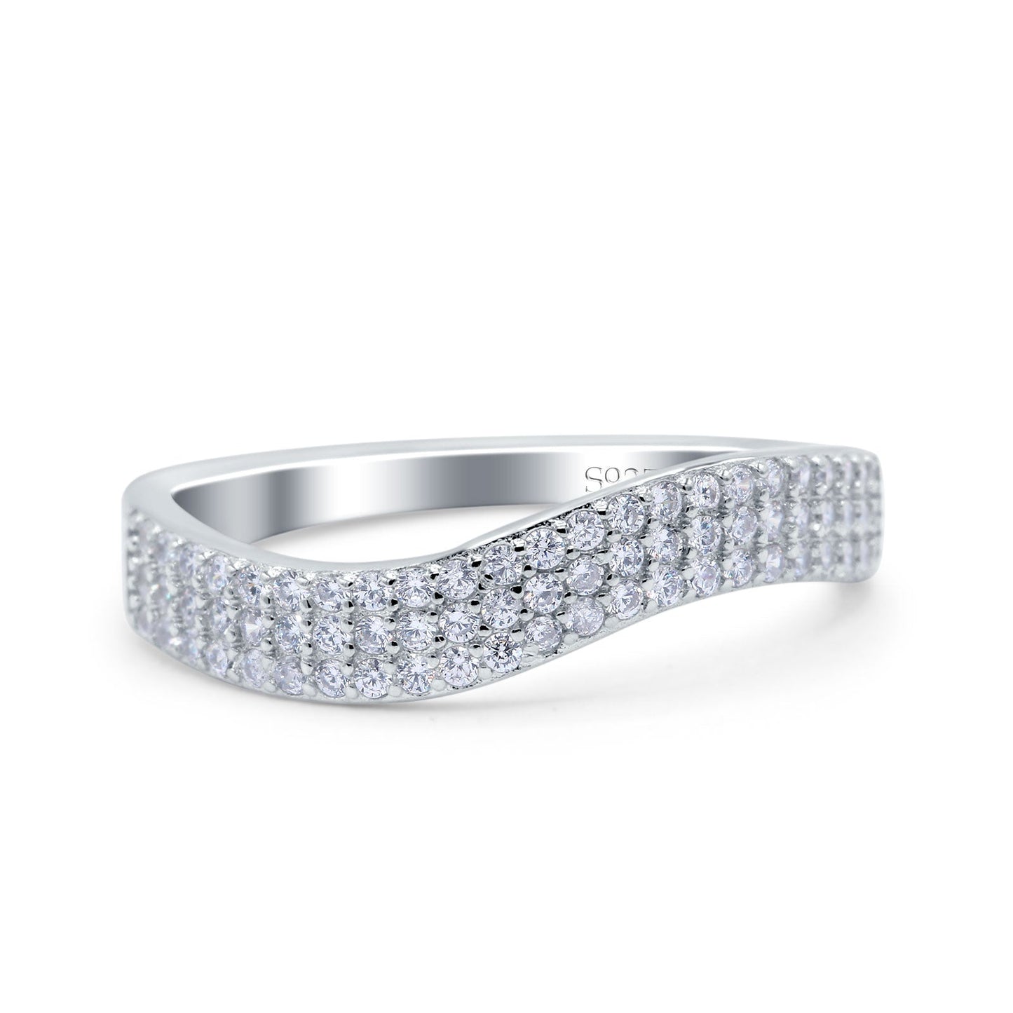 Half Eternity Wedding Band Round Curved Pave Simulated CZ Thumb Ring