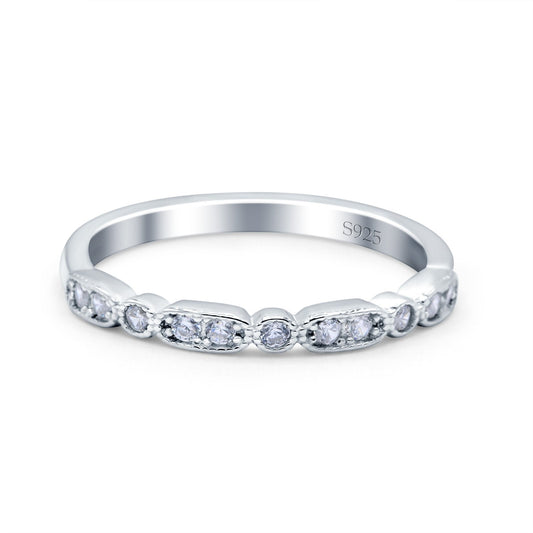 Half Eternity Wedding Band Round Pave Simulated CZ Ring