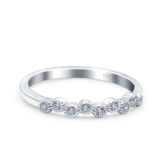 Half Eternity Wedding Band Round Pave Simulated CZ Ring