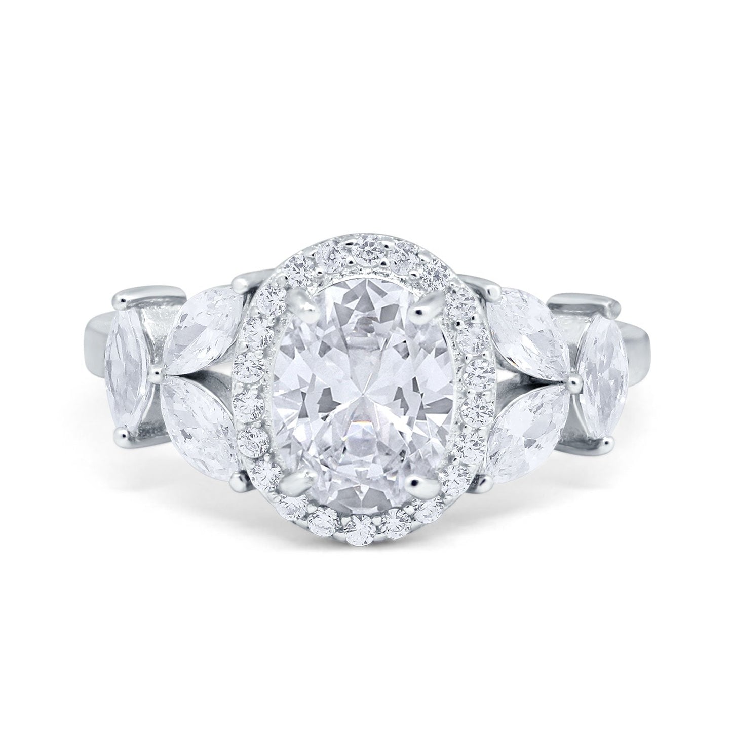 Oval Art Deco Simulated Cubic Zirconia Engagement Ring