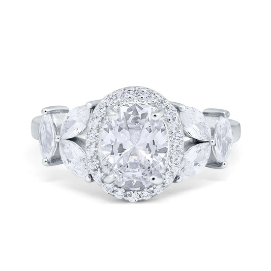 Oval Art Deco Simulated Cubic Zirconia Engagement Ring