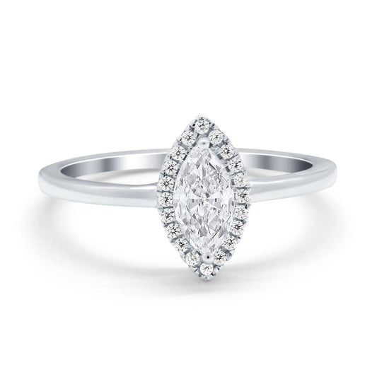 Halo Marquise Engagement Ring Simulated Cubic Zirconia