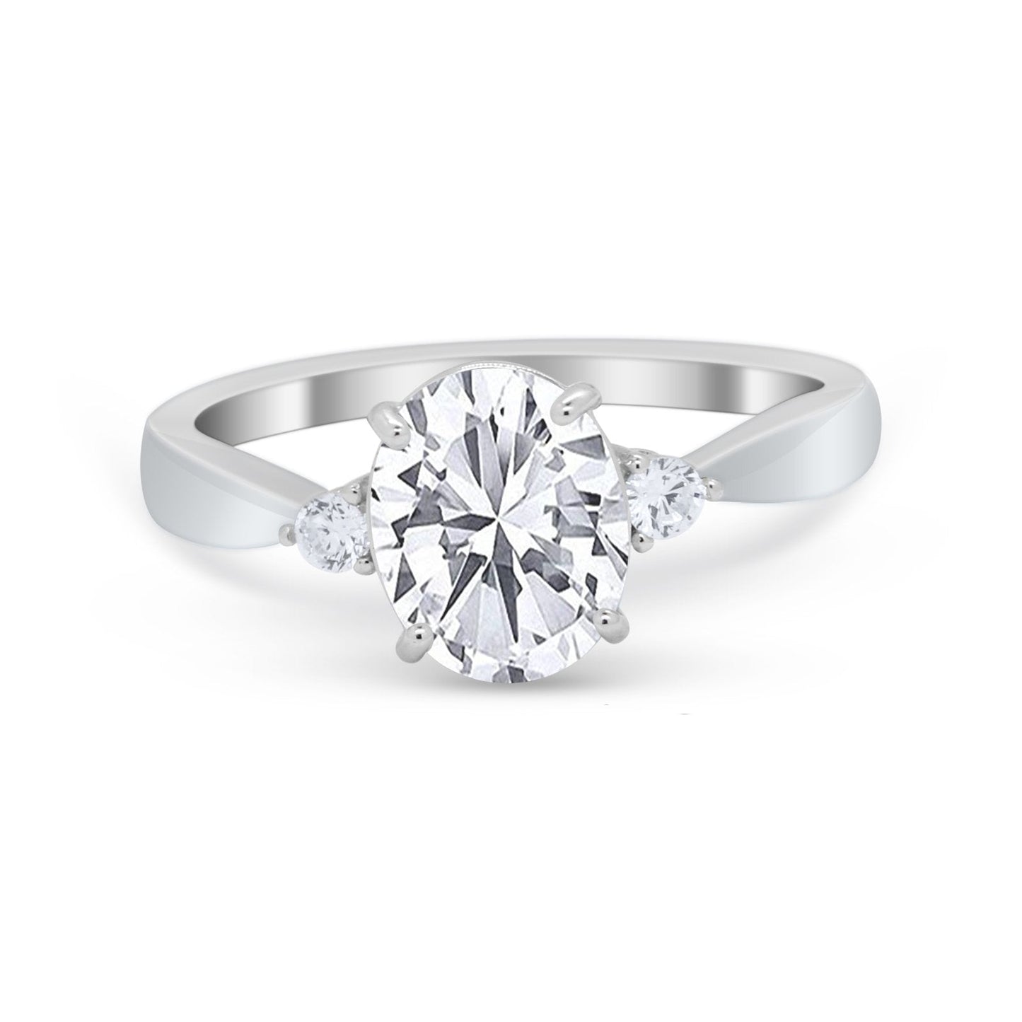 Three Stone Oval Engagement Ring Simulated Cubic Zirconia