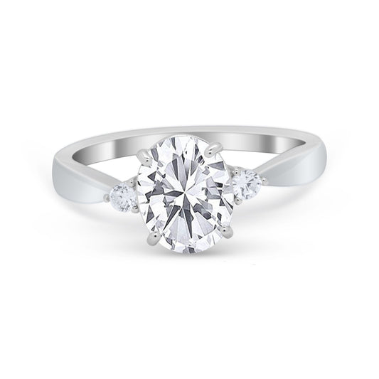 Three Stone Oval Engagement Ring Simulated Cubic Zirconia