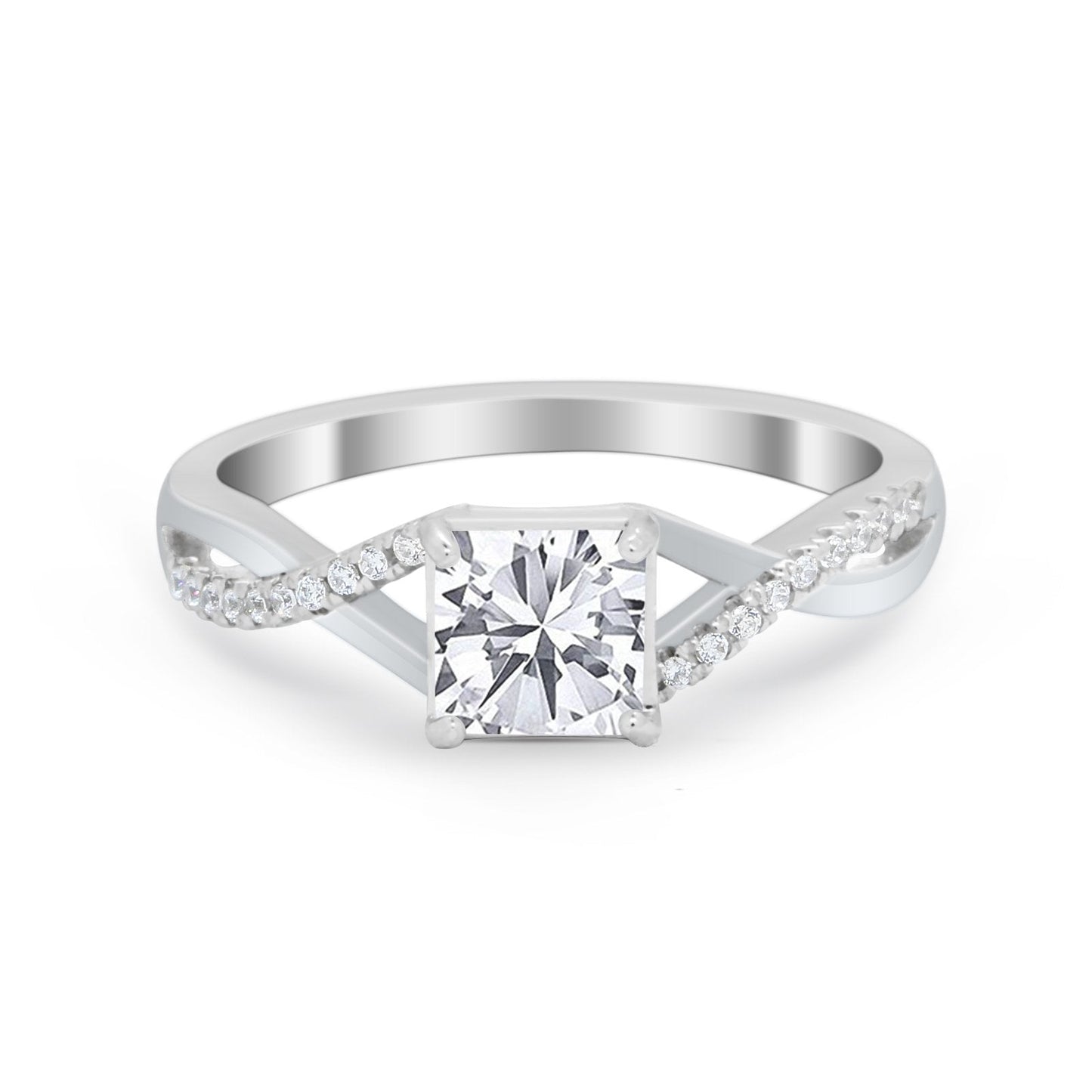 Infinity Shank Princess Cut CZ Engagement Ring