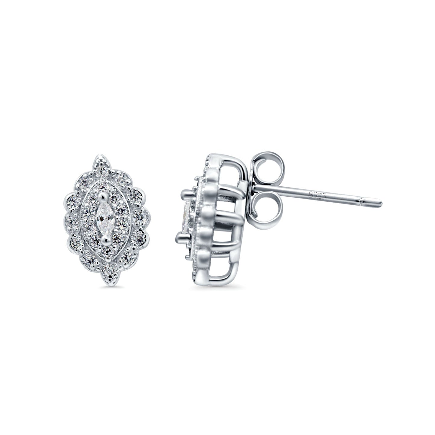 Art Deco Marquise Simulated Cubic Zirconia Stud Earrings