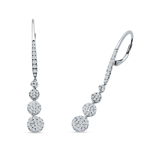 Dangle Drop Leverback Earrings Graduated Circles Cubic Zirconia