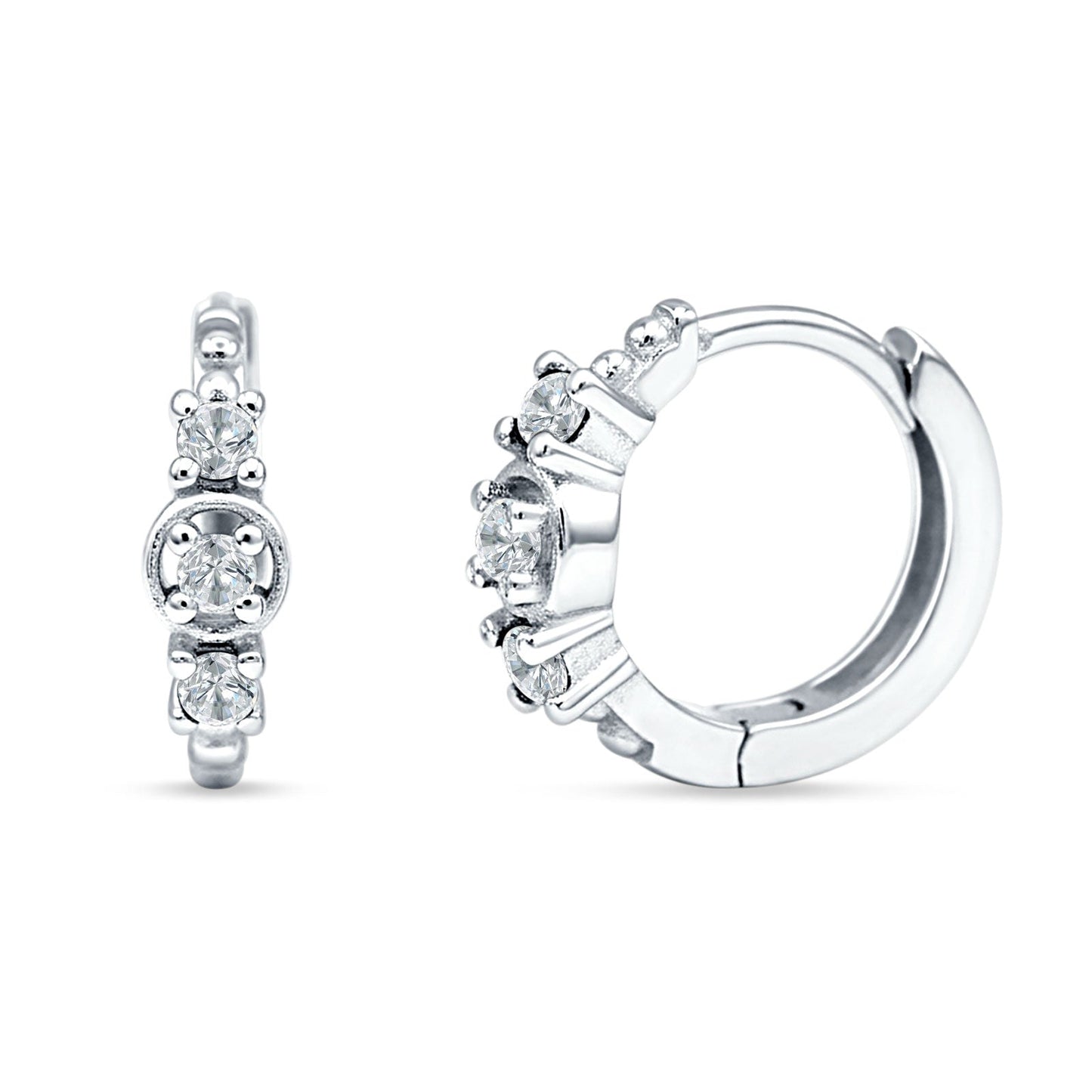 Round Cubic Zirconia Trio Huggie Hoop Earrings