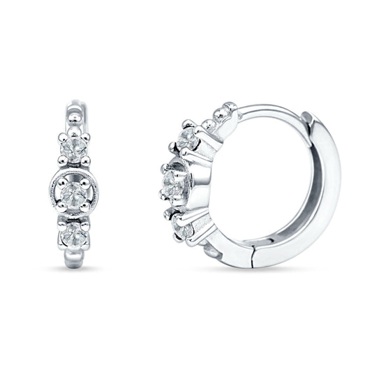 Round Cubic Zirconia Trio Huggie Hoop Earrings