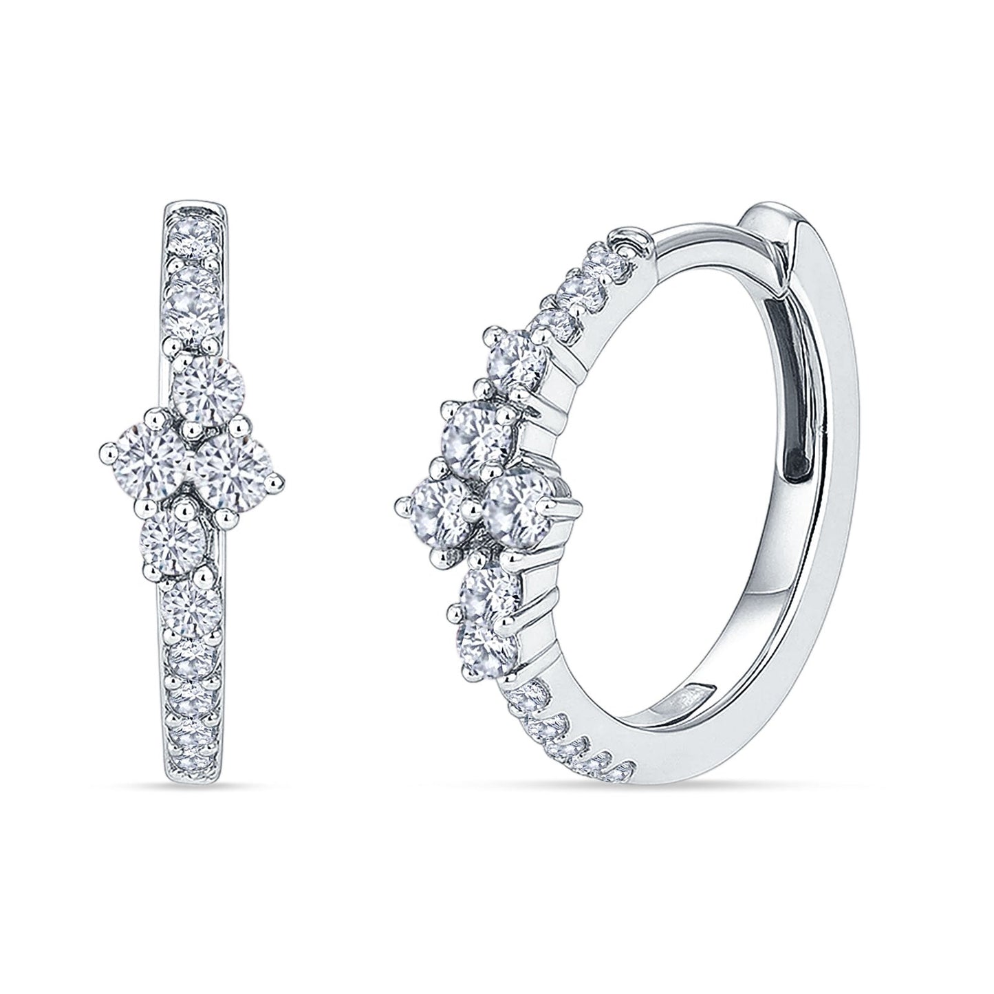 Round Cubic Zirconia Huggie Hoop Earrings