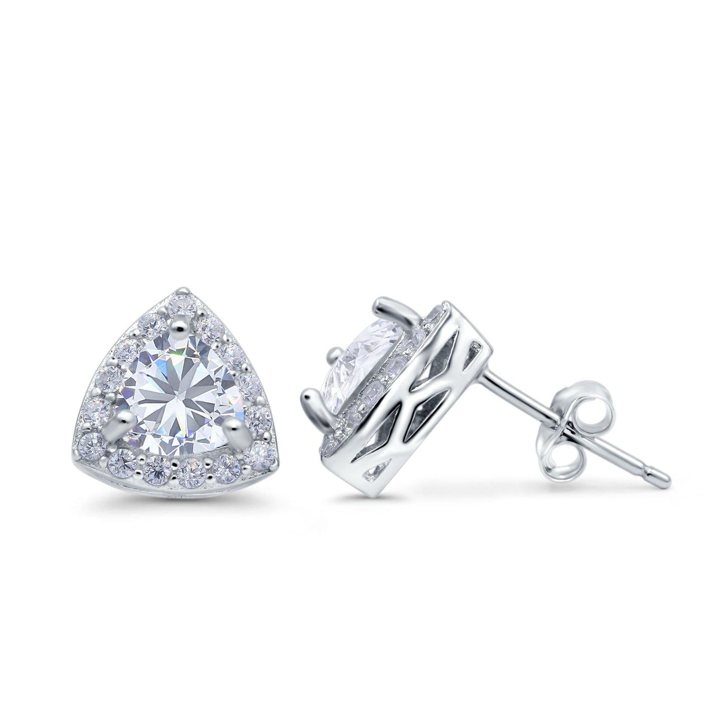 Halo Simulated CZ Round Stud Earrings