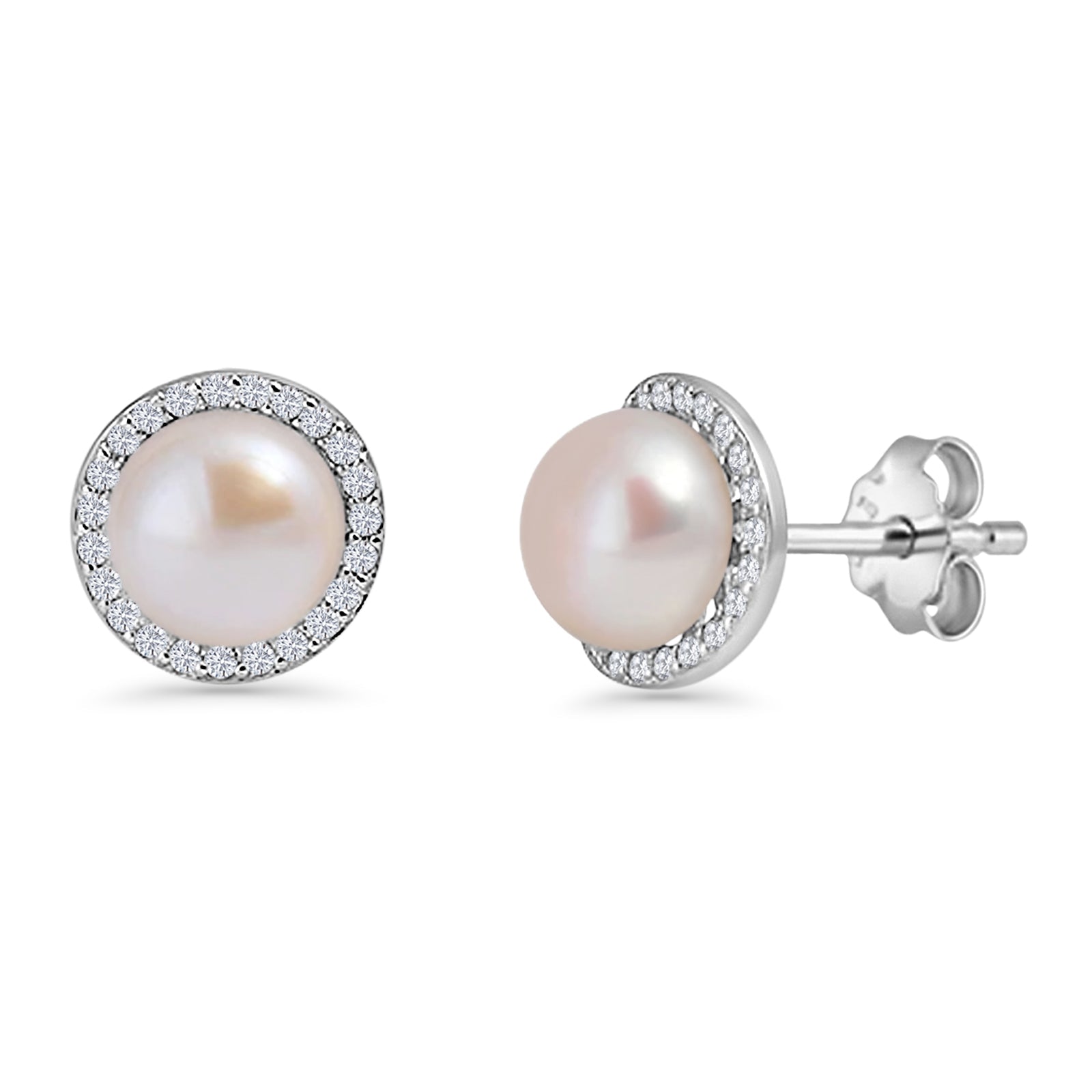 Round Pearl Stud Earring