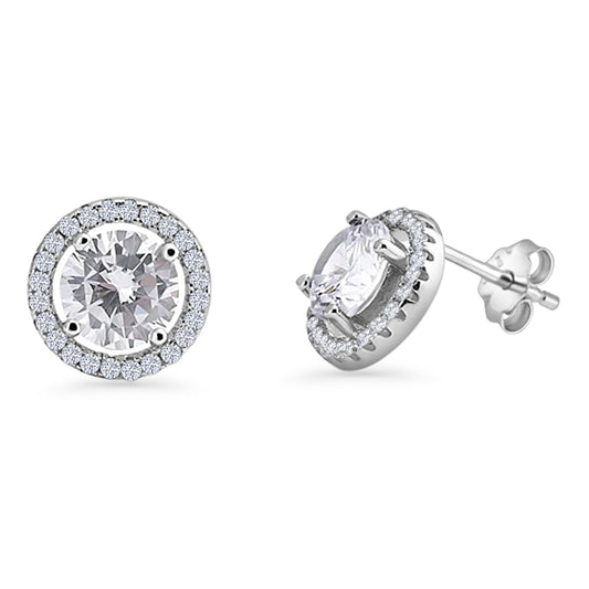 Round Halo Stud Earring