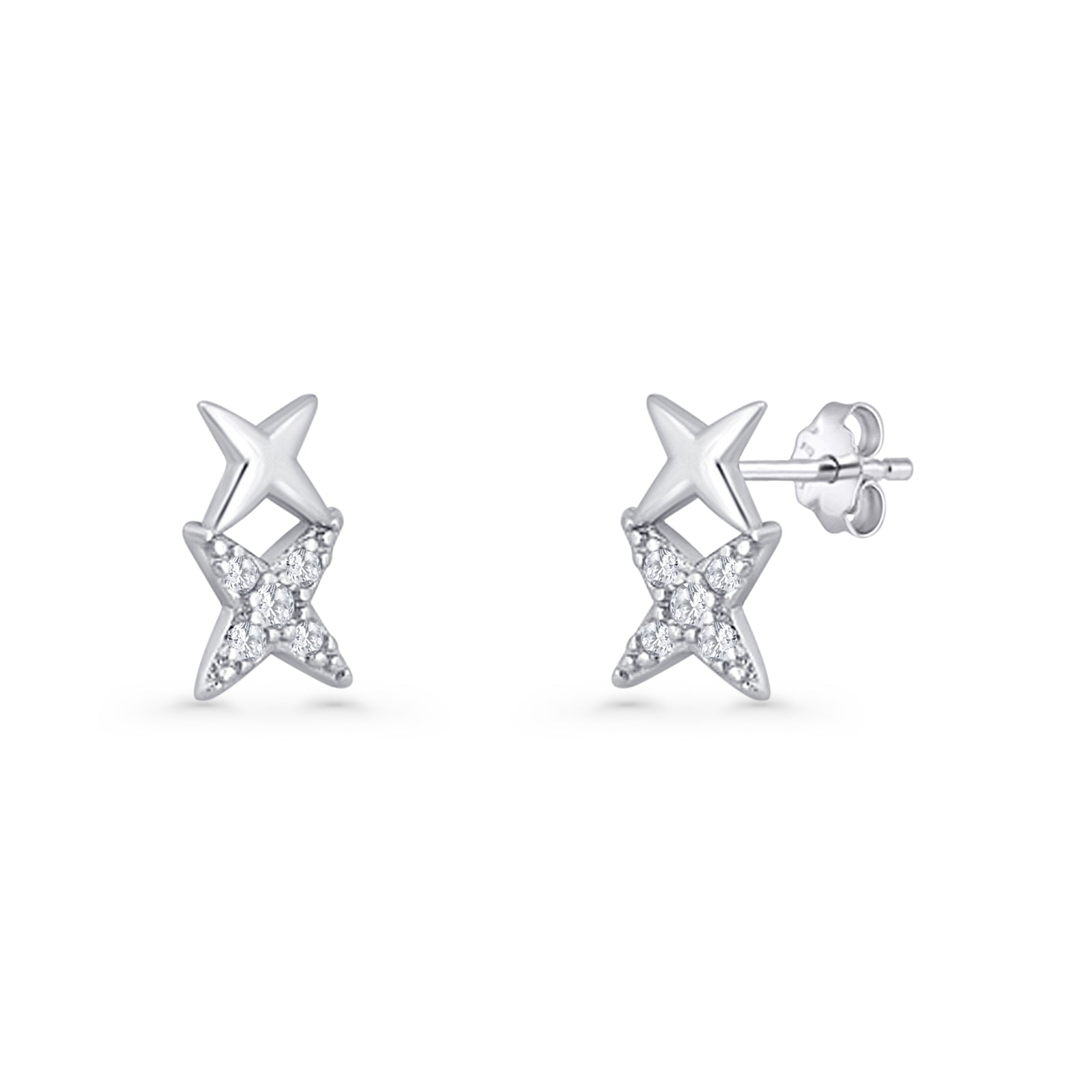 Cluster CZ Star Stud Earrings