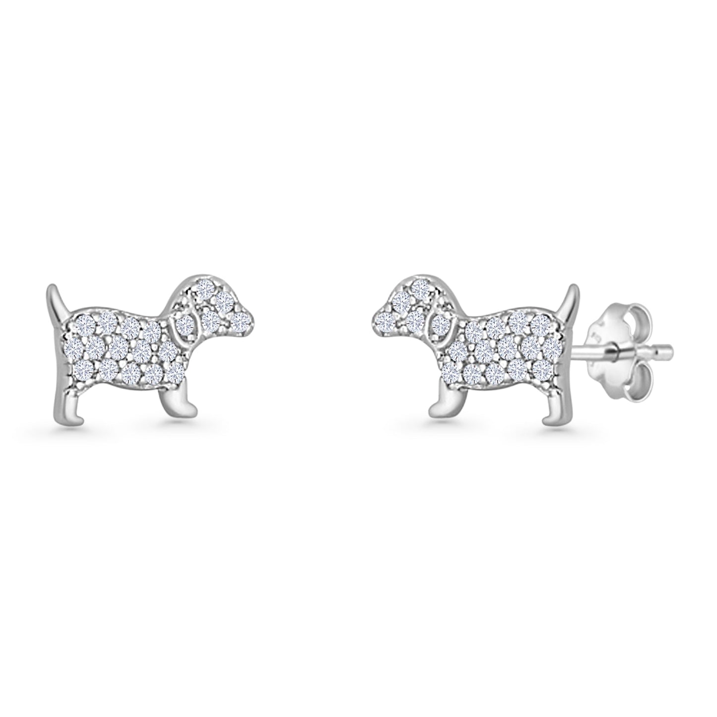 Cluster CZ Dog Stud Earrings