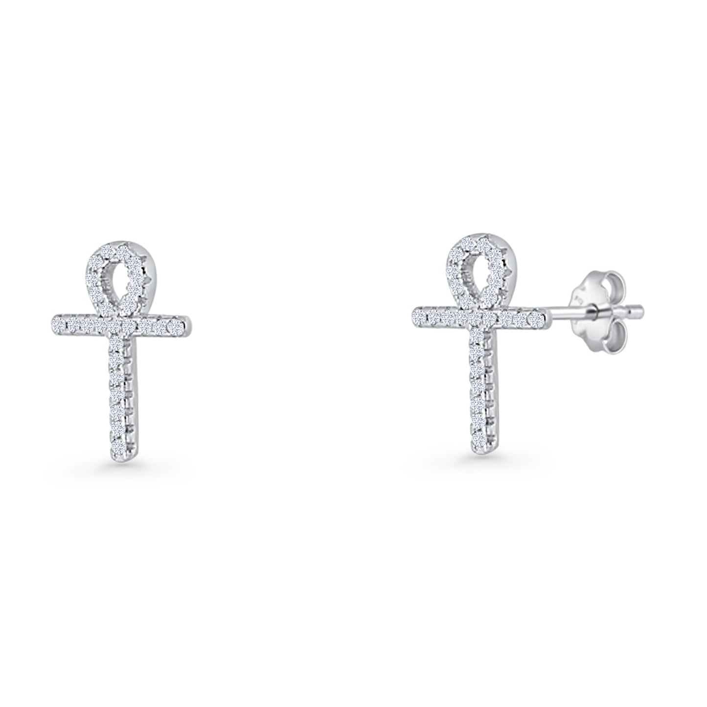 Ankh Cross Stud Earrings