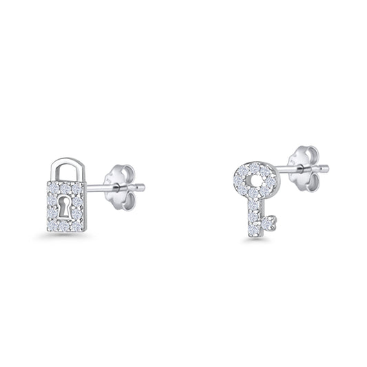 Lock & Key Stud Earrings