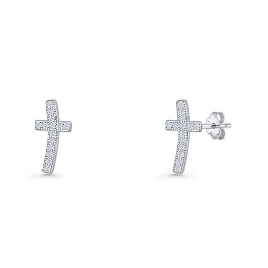 Cross CZ Stud Earrings