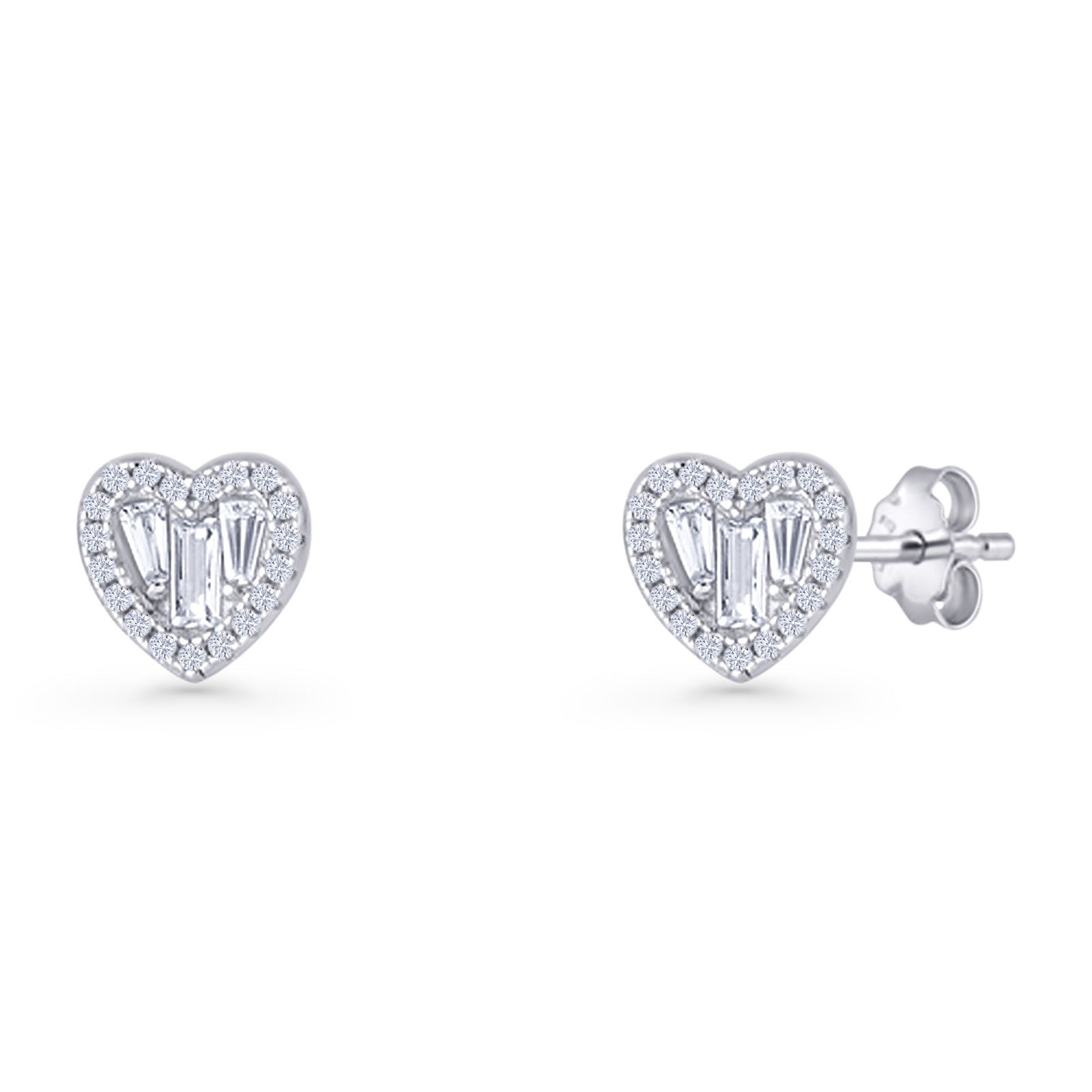  Heart CZ Stud Earrings