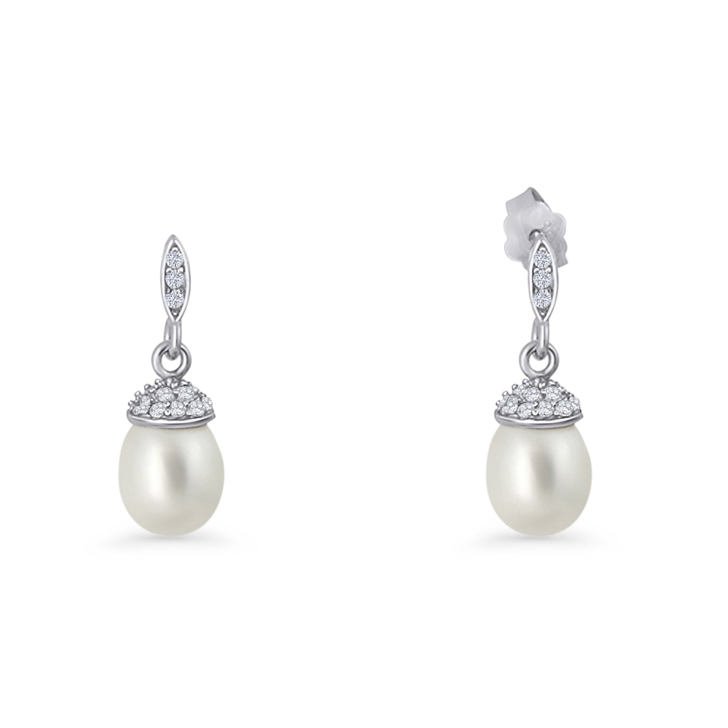 Pearl Charm Stud Earrings