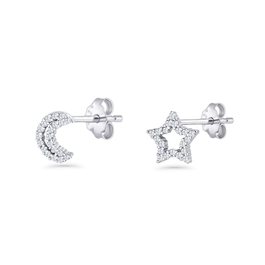 Moon Star Stud Earrings