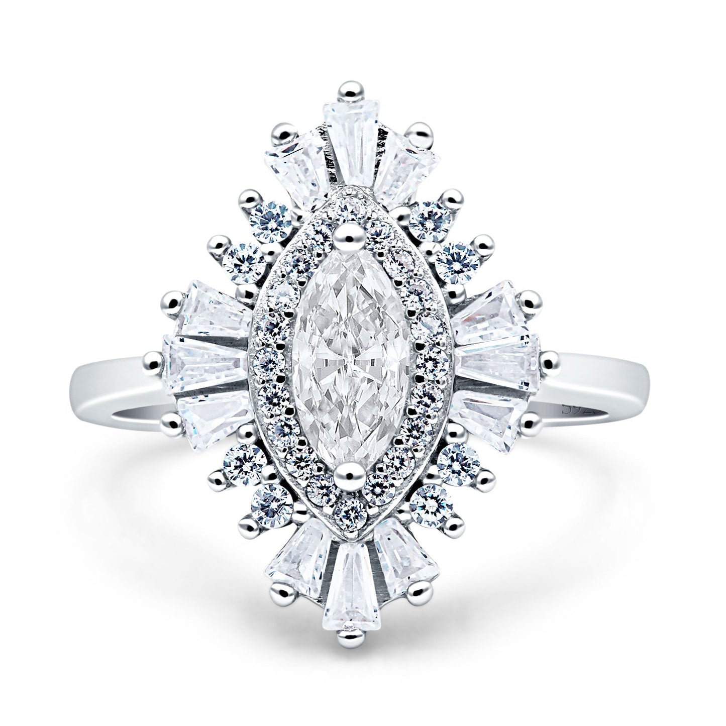 Art Deco Marquise Engagement Ring Cubic Zirconia