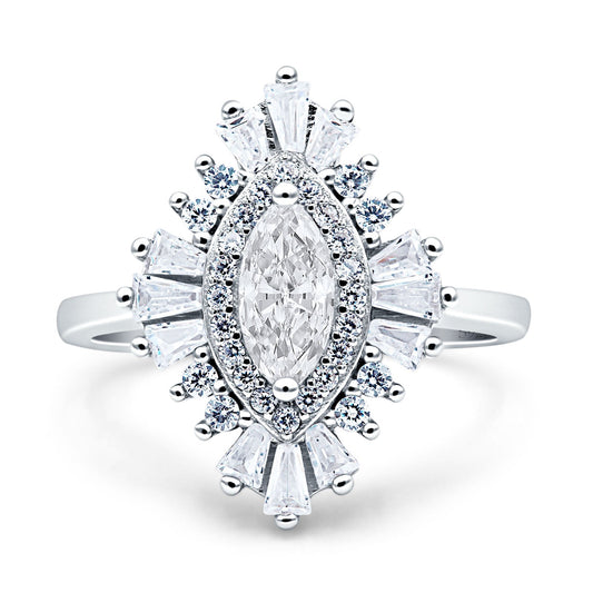 Art Deco Marquise Engagement Ring Cubic Zirconia