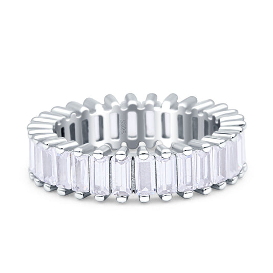 Emerald Cut Full Eternity Ring Cubic Zirconia