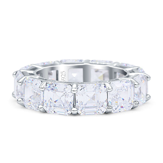 Asscher Cut Full Eternity Wedding Band Cubic Zirconia