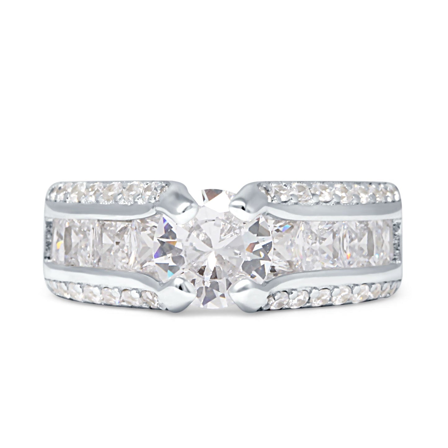 Round Vintage Style Cubic Zirconia Engagement Ring