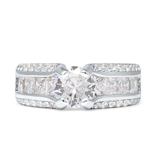 Round Vintage Style Cubic Zirconia Engagement Ring