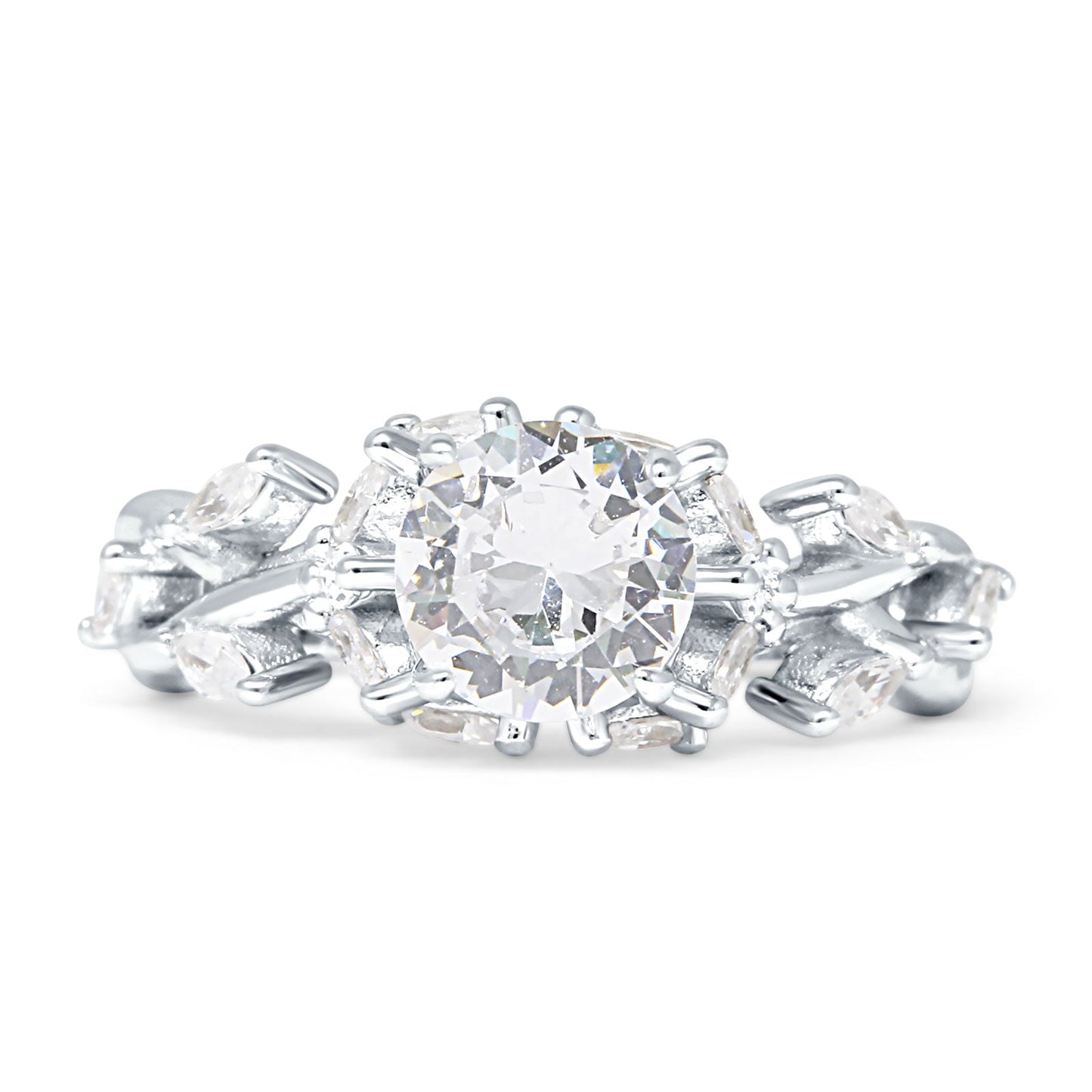 Floral Ring Round Infinity Marquise Cubic Zirconia