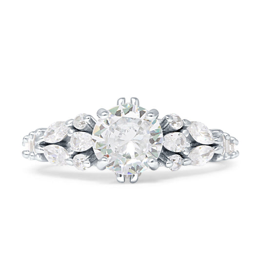 Vintage Style Round Cubic Zirconia Engagement Ring