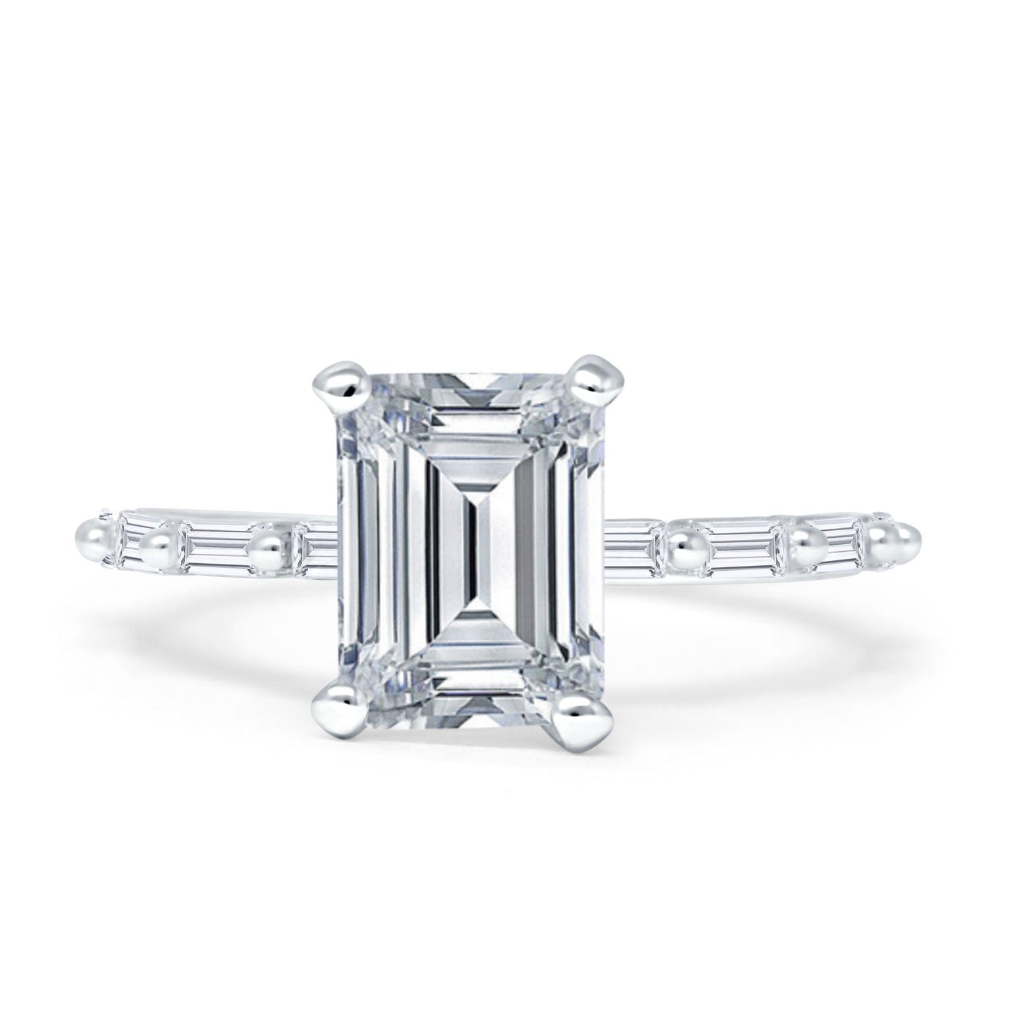 Emerald Cut Solitaire Baguette Cubic Zirconia Ring